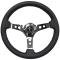 Auto Pro USA 1965-1967 Ford Mustang VSW S6 Black Sport Leather Steering Wheel Kit, Incl. 14 in. Dia. Steering Wheel, 6-Bolt Kit 70 mm ST3095-9S-2CHR