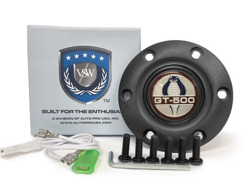 Auto Pro USA 1967-2014 Ford Mustang VSW Steering Wheel S6 Horn Button, w/Ford Cobra GT-500 Emblem, Black STE1004BLK