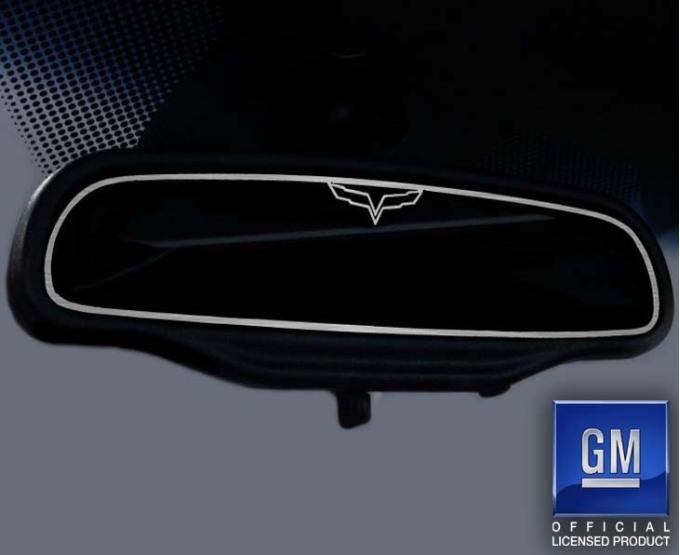 American Car Craft 2005-2013 C6 Corvette - Crossed Flag Style Rear View Mirror Trim, Brushed Stainless (STANDARD) 041035