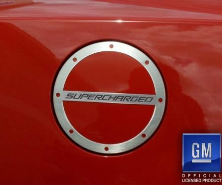American Car Craft 2010-2019 Camaro - 'SUPERCHARGED' Fuel Door Cover, Stainless Steel (Polished) 102090