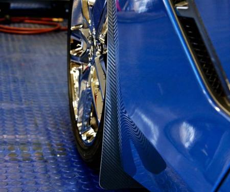 American Car Craft 2014-2019 C7/GS/Z06 Corvette Stingray - Carbon Fiber WRAPPED Mud Guards, Stainless Steel (Front Set Only C7/Z51/Z06) 052025