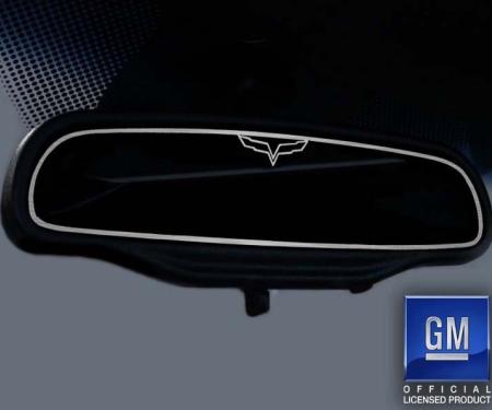American Car Craft 2005-2013 C6 Corvette - Crossed Flag Style Rear View Mirror Trim, Brushed Stainless (STANDARD) 041035