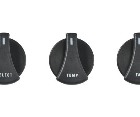 Daniel Carpenter 1987-1989 Mustang A/C Heater Control Temperature, Fan Select Knobs - 3 Piece Set E6DZ-18519 A B & C