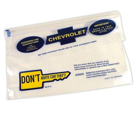 Camaro Owner's Manual Storage Bag, Glove Box, 1969-1972