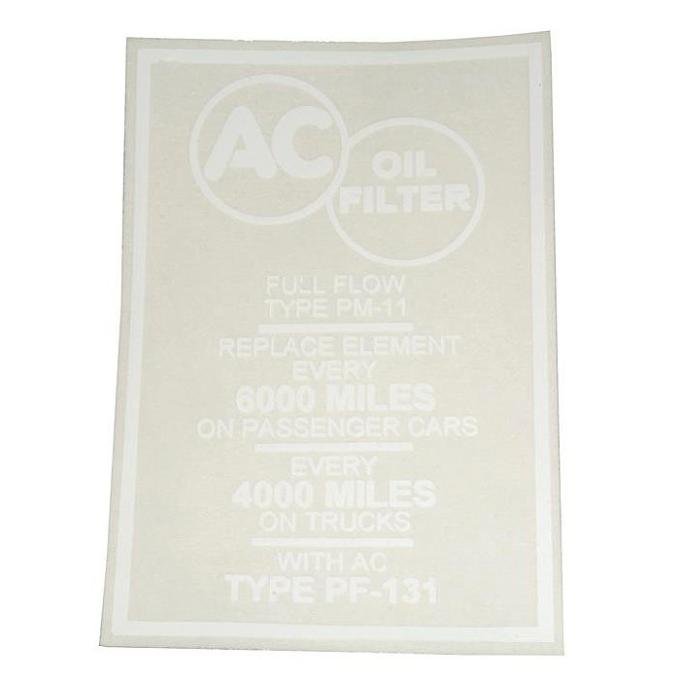 El Camino Oil Filter Canister Decal, 1959-1964