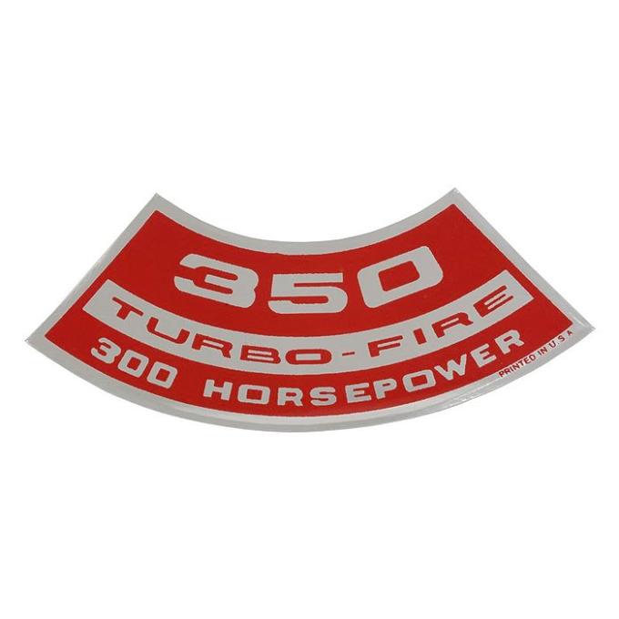 Camaro Air Cleaner Decal, 350 Turbo-Fire 300 Horsepower, 1969