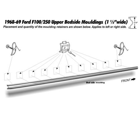 Dennis Carpenter Pickup Upper Long Bed Molding - 1968-69 Ford Truck     C8TZ-9929140-B