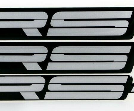 Camaro Rocker Panel Emblem, Set of 3, Silver RS, 1982-1992