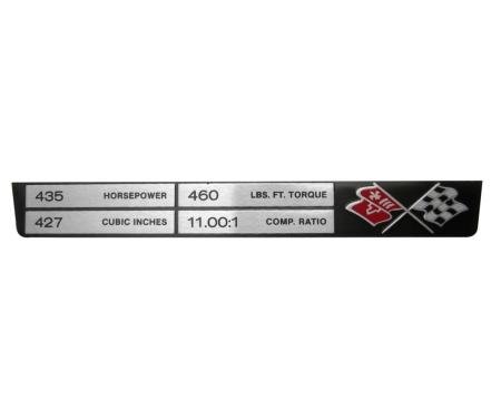 Trim Parts 1969 Chevrolet Corvette Engine Data "427/435/460/11.00:1" Plate, Each 5904