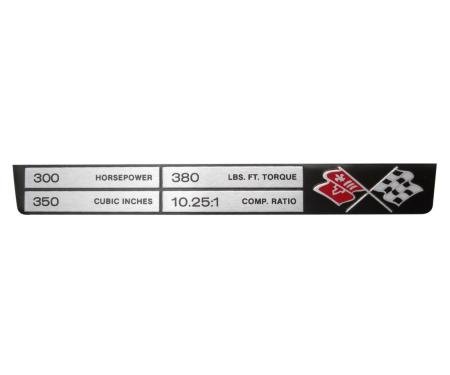 Trim Parts 1969-70 Chevrolet Corvette Engine Data "350/300/380/10.25:1" Plate, Each 5900