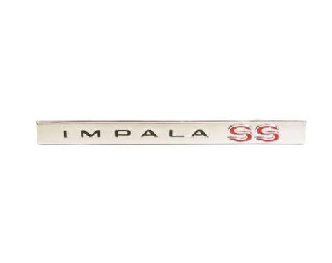 Trim Parts 1966 Chevrolet Impala Glove Box Door "Impala SS" Emblem W/Fasteners, Each 2590