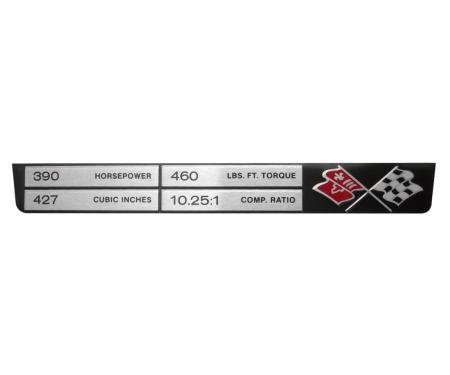 Trim Parts 1969 Chevrolet Corvette Engine Data "427/390/460/10.25:1" Plate, Each 5901
