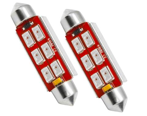 Oracle Lighting 44mm 6 LED 3-Chip Festoon Bulbs, Amber, Pair 5207-005