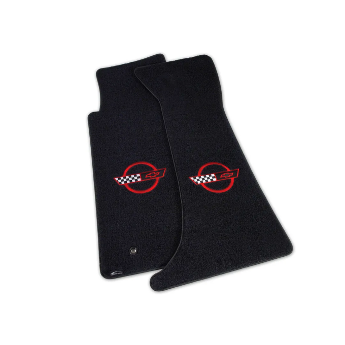Corvette Mats, Velourtex Black with C4 Red, 1995-1996