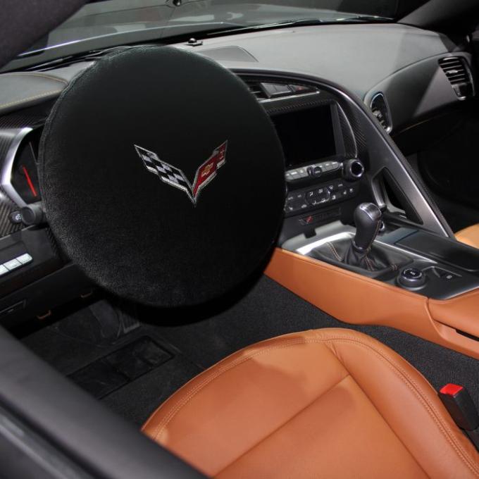 Seat Armour 2014-2018 Corvette Steering Wheel Cover, Black SWA100COR7