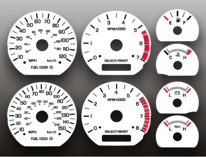 Whitegauges 1999-2004 Ford Mustang White Face Gauges 9904FM-289
