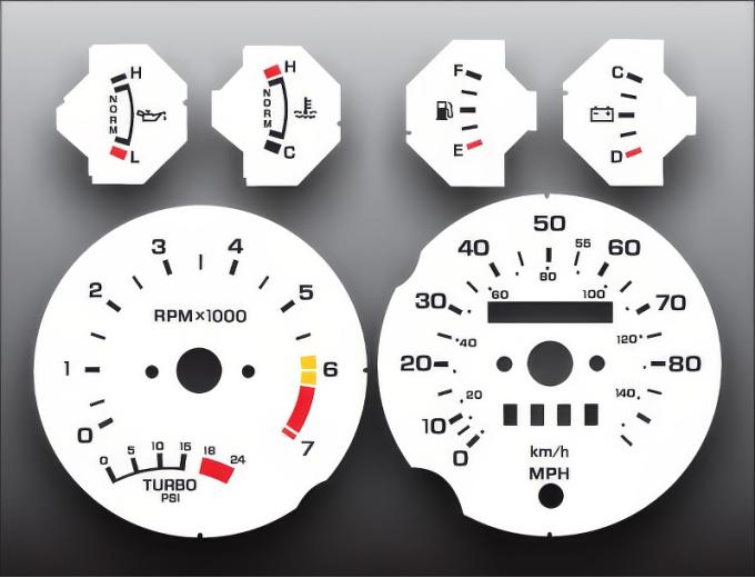 Whitegauges 1985-1986 Ford Thunderbird Turbo Coupe Cougar White Face Gauges 8588FT-2591