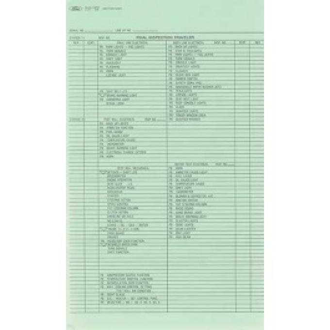 Final Inspection Traveler Sheet - Falcon