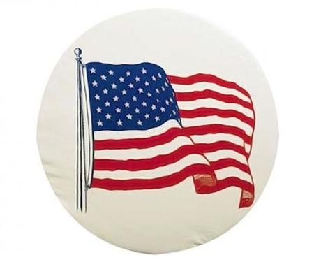 Adco Covers 1781, Spare Tire Cover, Fits 34 Inch Diameter Tires, US Flag Printed Design, White, Vinyl, With Hollow Bead Welt Cord And Elasticized Back, With UV Protection