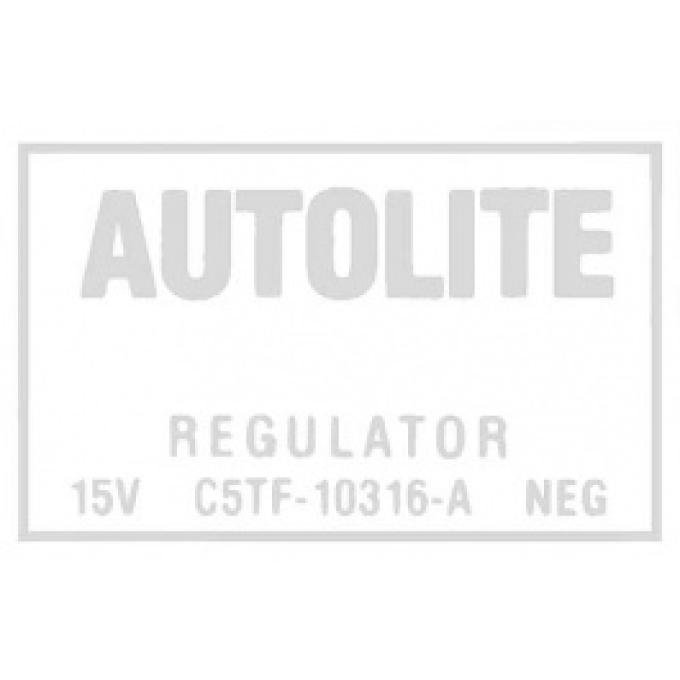Ford Thunderbird Voltage Regulator Decal, With Air Conditioning Or Convertible Top, C5TF-A, 1965-66