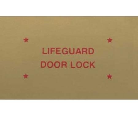 Ford Thunderbird Lifeguard Door Lock Decal, 1957