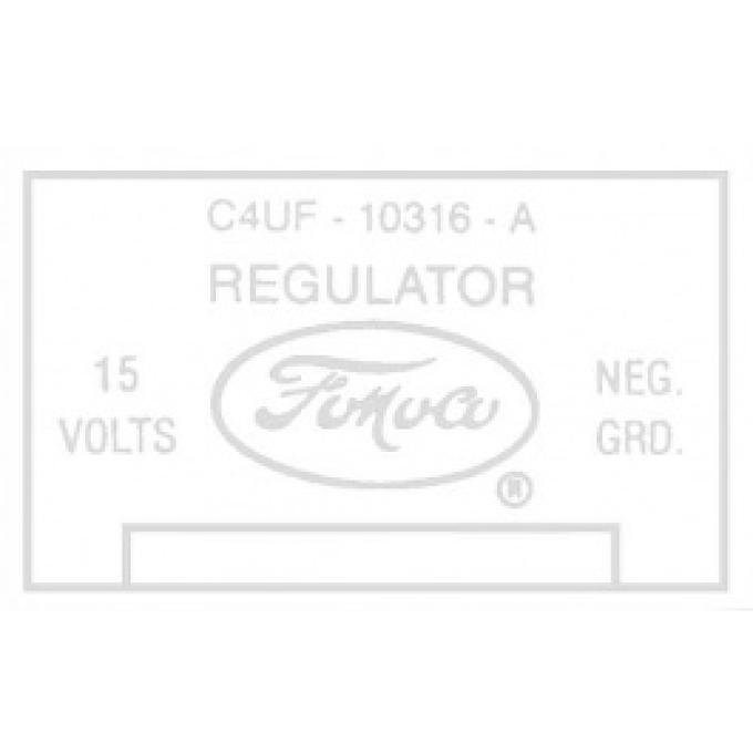 Ford Thunderbird Voltage Regulator Decal, 40 Amp, No Air Conditioning, C4OF-A, 1964