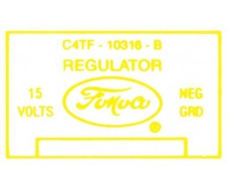 Ford Thunderbird Voltage Regulator Decal, 52 Amp, Transistorized Ignition, C4TF-B 1964