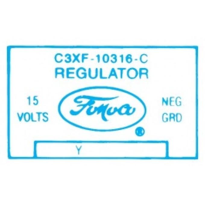 Ford Thunderbird Voltage Regulator Decal, 30 Amp, With Air Conditioning, C3XF-C, 1963