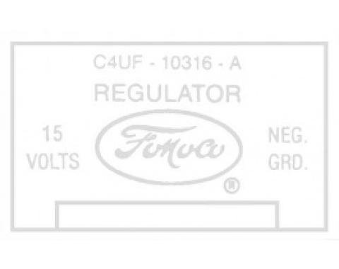 Ford Thunderbird Voltage Regulator Decal, 40 Amp, No Air Conditioning, C4OF-A, 1964