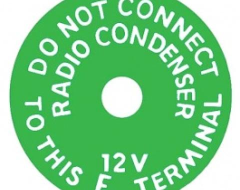 Ford Thunderbird Generator Decal, Generator Warning, 1956-62