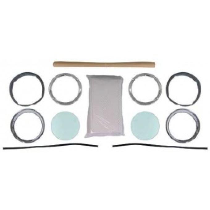 Ford Thunderbird Porthole Kit, Tinted Logo Glass, Includes Bone Headliner, 1956-57