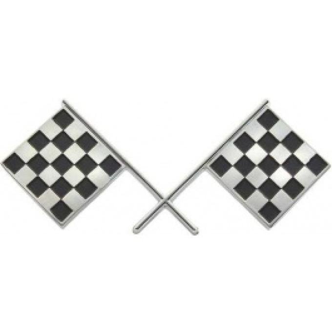 Ford Thunderbird Gas Door Ornament, Crossed Flags, 1955