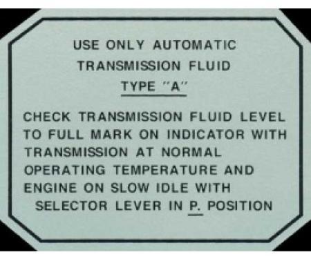 Ford Thunderbird Glove Box Decal, Automatic Transmission, 1955-57