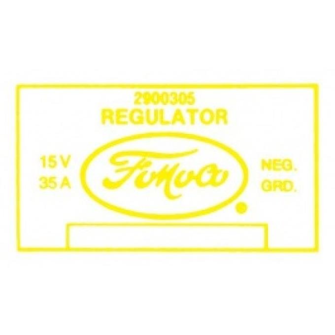 Ford Thunderbird Voltage Regulator Decal, 35 Amp, 352 & 430 V8 With Air Conditioning, 29003, 1958-60