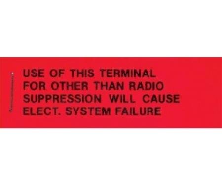 Ford Thunderbird Voltage Regulator Radio Warning Tag, 1963-66