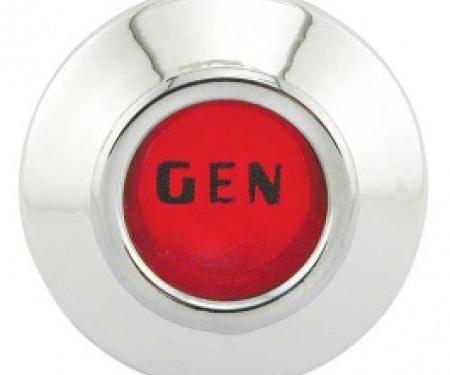 Ford Thunderbird Dash Warning Light Insert, Red GEN Lens, Chromed Plastic Housing, 1960