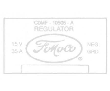 Ford Thunderbird Voltage Regulator Decal, 35 Amp, 352 & 430 V8 With Air Conditioning, COMF, 1960