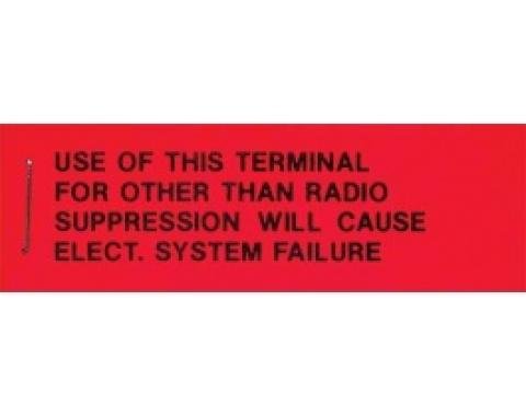 Ford Thunderbird Voltage Regulator Radio Warning Tag, 1963-66