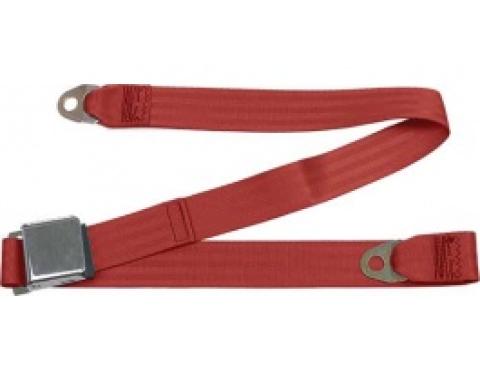 Seatbelt Solutions 1949-1979 Ford | Mercury, Lap Belt, 60" with Chrome Lift Latch 1800602006 | Flame Red