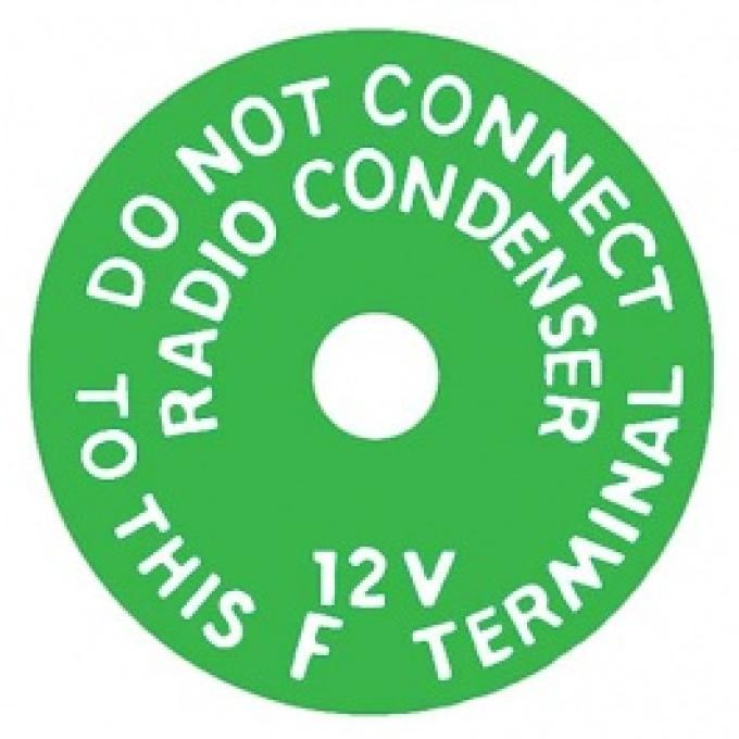 Ford Thunderbird Generator Decal, Generator Warning, 1956-62