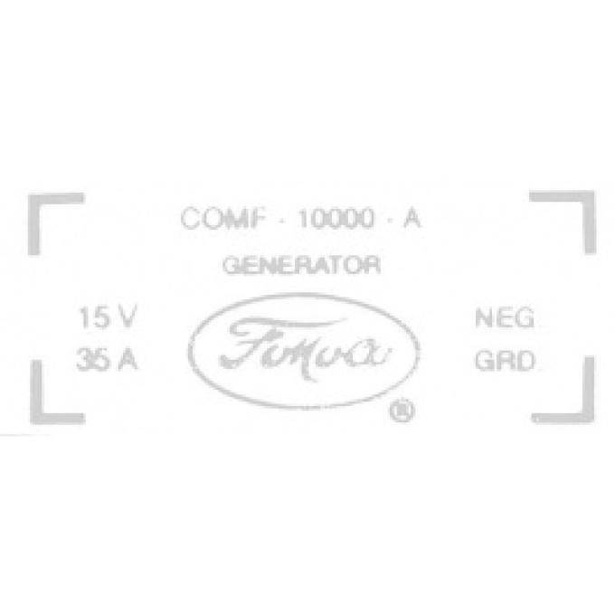 Ford Thunderbird Generator Decal, 35 Amp Generator, 430 V8 With Air Conditioning, COMF-10002-A, 1959-60