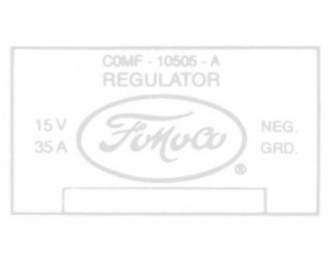 Ford Thunderbird Voltage Regulator Decal, 35 Amp, 352 & 430 V8 With Air Conditioning, COMF, 1960