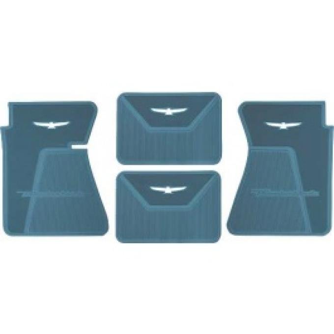 Ford Thunderbird Rubber Floor Mats, 4 Piece Set, Front & Rear, With White T-Bird, 1961-63