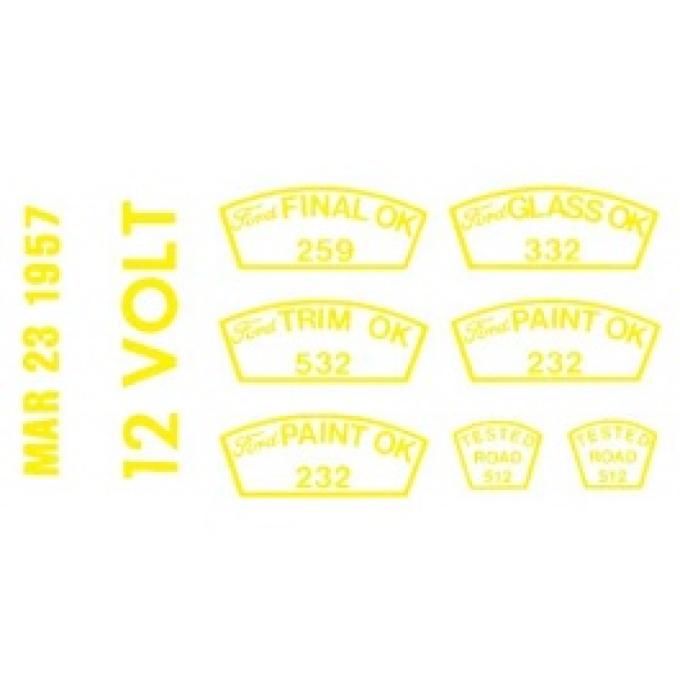 Ford Thunderbird Paint OK Decal Set, 12 Volt, 1957