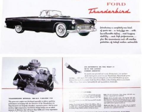 Ford Thunderbird Dealer Sales Brochure, Foldout Type, 1955