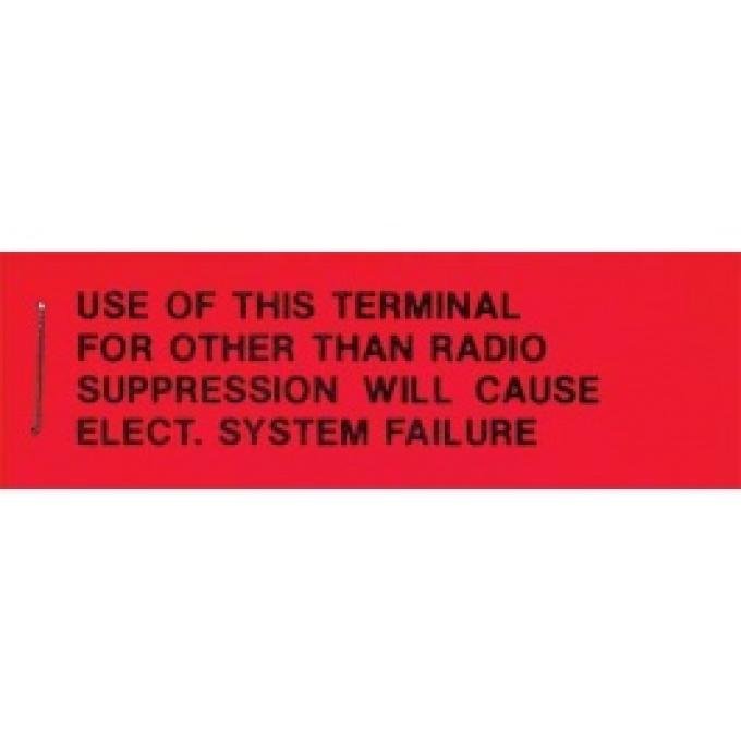 Ford Thunderbird Voltage Regulator Radio Warning Tag, 1963-66