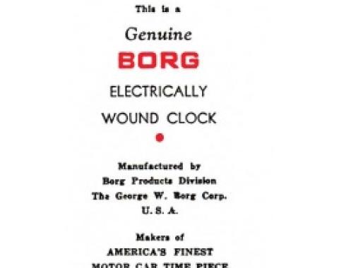 Ford Thunderbird Electric Clock Instruction Booklet, 1955-56