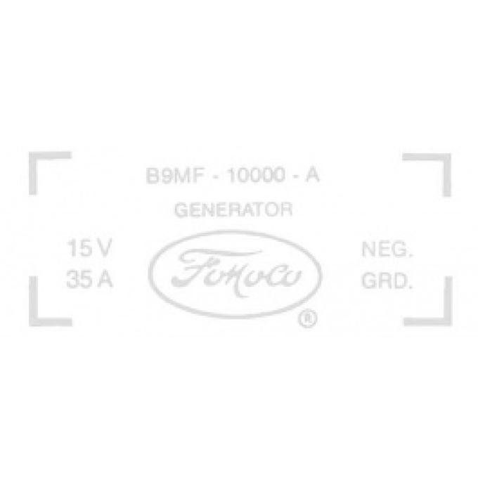 Ford Thunderbird Generator Decal, 35 Amp Generator, 352 V8 With Air Conditioning, B9MF-10002-A, 1959
