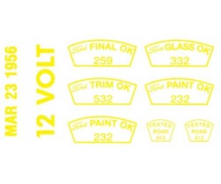 Ford Thunderbird Paint OK Decal Set -12 Volt, 3-23-56