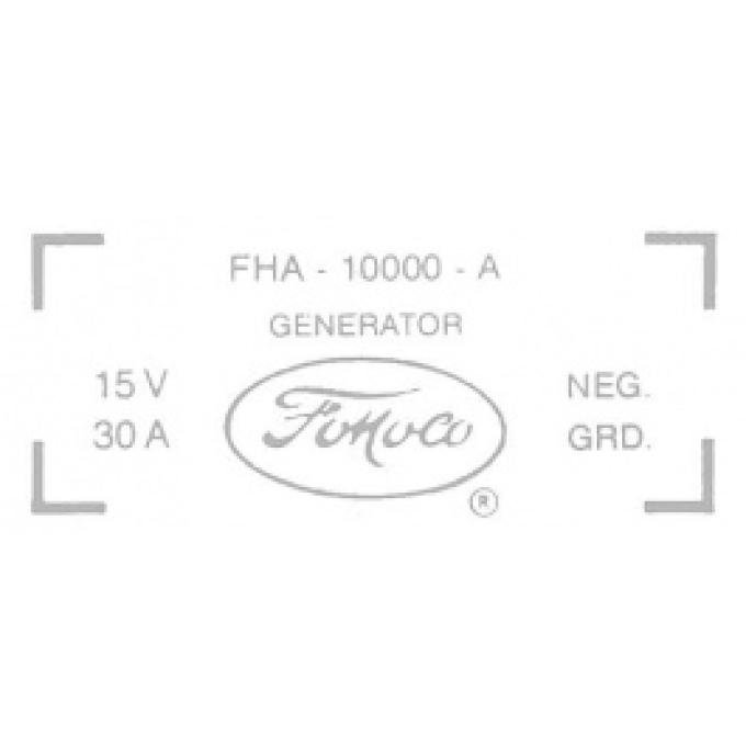 Ford Thunderbird Generator Decal, 30 Amp Generator, 352 V8 Without Air Conditioning, FHA-10002-A, 1959-60